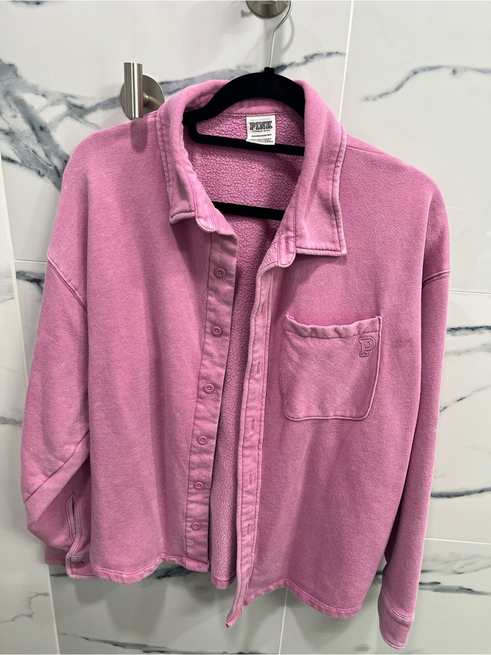 PINK Vintage-Style Pullover Button Jacket in Bubblegum Pink